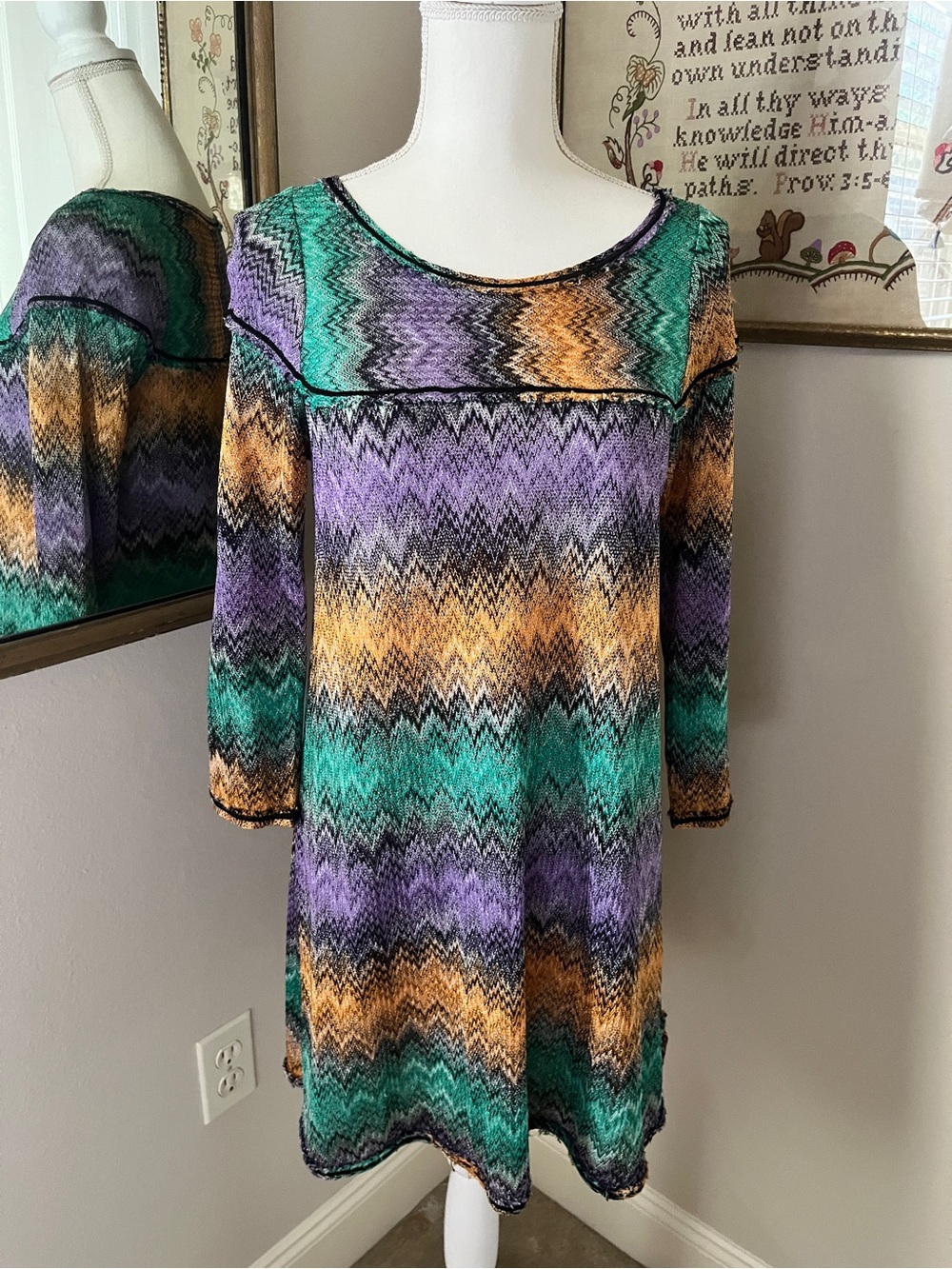 Missoni Zigzag Knit Midi Dress in Purple, Teal & Gold threads